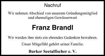 Anzeige von Franz Brandl von MGO