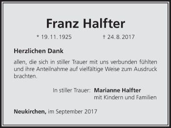 Anzeige von Franz Halfter von MGO