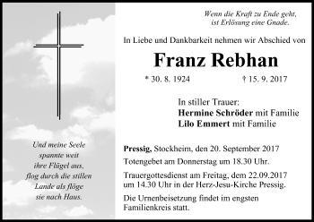 Anzeige von Franz Rebhan von MGO