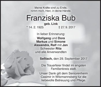 Anzeige von Franziska Bub von MGO