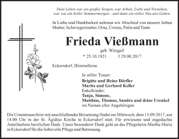 Anzeige von Frieda Vießmann von MGO