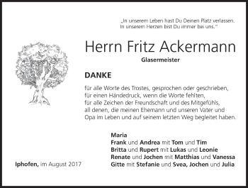 Anzeige von Fritz Ackermann von MGO
