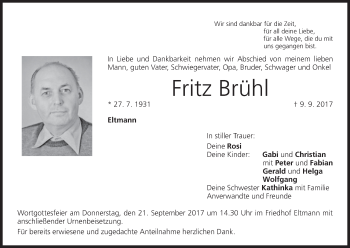 Anzeige von Fritz Brühl von MGO