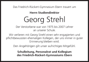 Anzeige von Georg Strehl von MGO