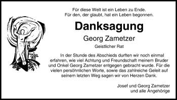 Anzeige von Georg Zametzer von MGO