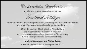 Anzeige von Gertrud Nöltge von MGO