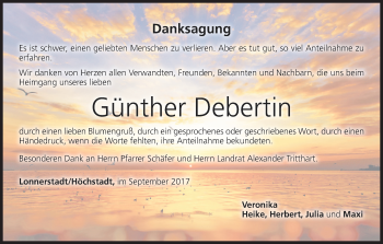 Anzeige von Günther Debertin von MGO