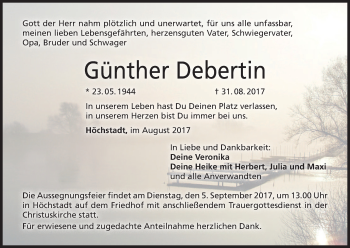 Anzeige von Günther Debertin von MGO