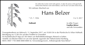 Anzeige von Hans Belzer von MGO