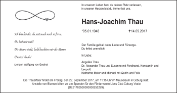 Anzeige von Hans-Joachim Thau von MGO