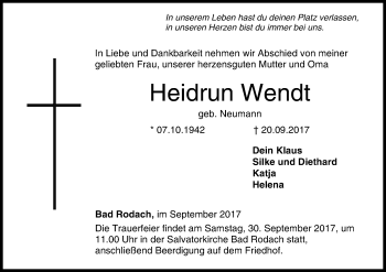 Anzeige von Heidrun Wendt von MGO