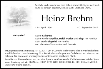 Anzeige von Heinz Brehm von MGO