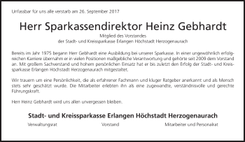 Anzeige von Heinz Gebhardt von MGO