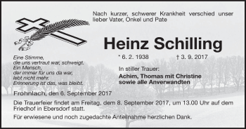 Anzeige von Heinz Schilling von MGO