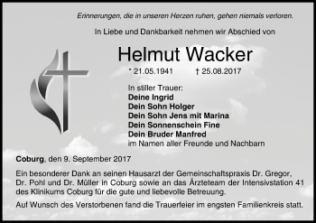 Anzeige von Helmut Wacker von MGO