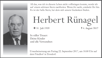 Anzeige von Herbert Rünagel von MGO