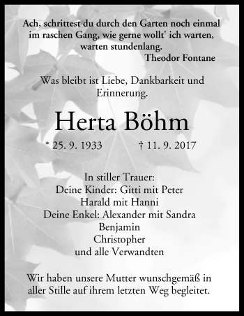 Anzeige von Herta Böhm von MGO