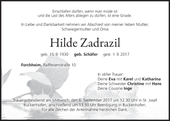 Anzeige von Hilde Zadrazil von MGO