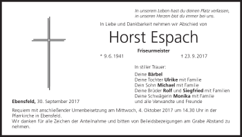 Anzeige von Horst Espach von MGO