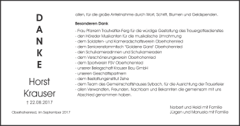 Anzeige von Horst Krauser von MGO