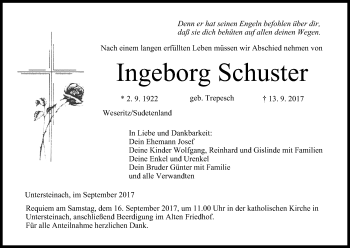 Anzeige von Ingeborg Schuster von MGO