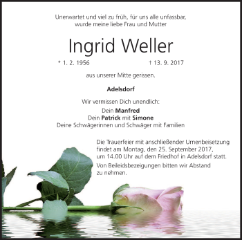 Anzeige von Ingrid Weller von MGO