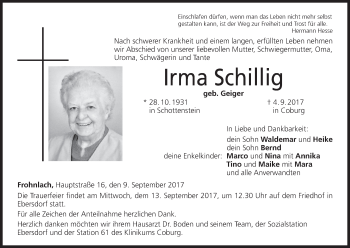 Anzeige von Irma Schillig von MGO