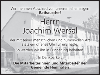 Anzeige von Joachim Wersal von MGO