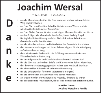 Anzeige von Joachim Wersal von MGO