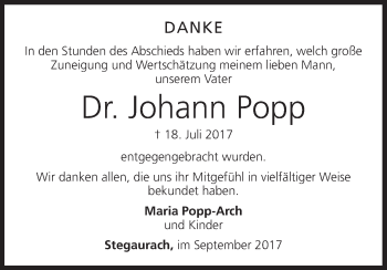 Anzeige von Johann Popp von MGO