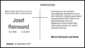 Anzeige von Josef Reinwand von MGO