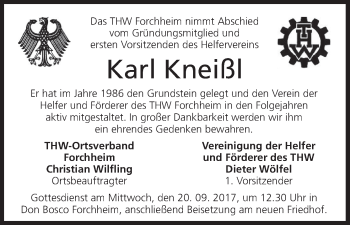 Anzeige von Karl Kneißl von MGO