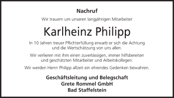 Anzeige von Karlheinz Philipp von MGO