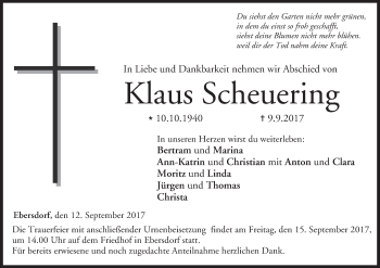 Anzeige von Klaus Scheuering von MGO