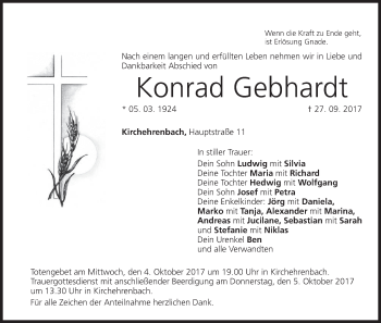 Anzeige von Konrad Gebhardt von MGO