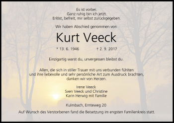 Anzeige von Kurt Veeck von MGO