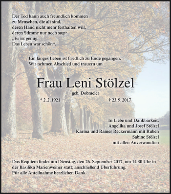 Anzeige von Leni Stölzel von MGO