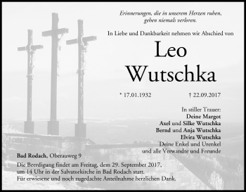 Anzeige von Leo Wutschka von MGO