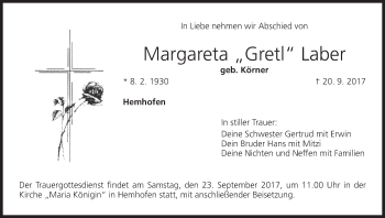 Anzeige von Margareta  Laber von MGO