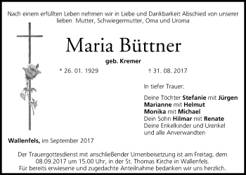 Anzeige von Maria Büttner von MGO