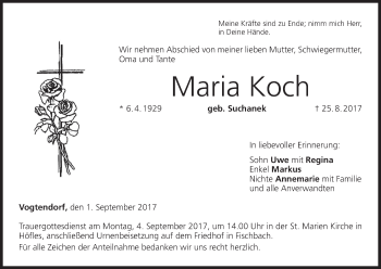 Anzeige von Maria Koch von MGO