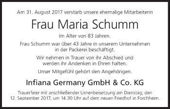 Anzeige von Maria Schumm von MGO