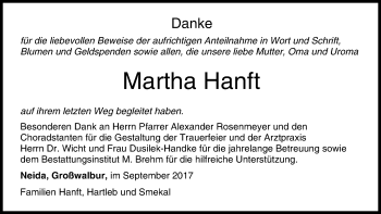 Anzeige von Martha Hanft von MGO