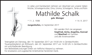 Anzeige von Mathilde Schalk von MGO