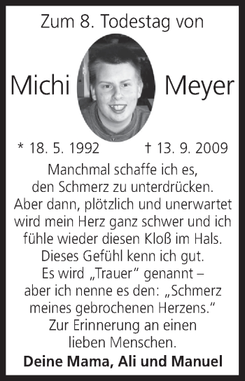 Anzeige von Michi Meyer von MGO