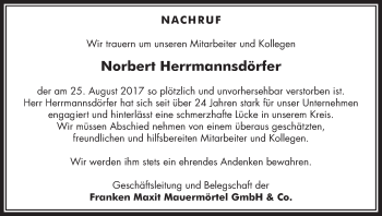 Anzeige von Norbert Herrmannsdörfer von MGO