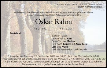 Anzeige von Oskar Rahm von MGO