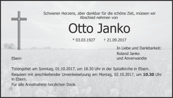 Anzeige von Otto Janko von MGO