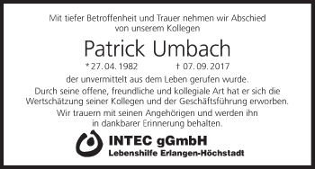 Anzeige von Patrick Umbach von MGO