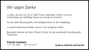 Anzeige von Patrick Umbach von MGO